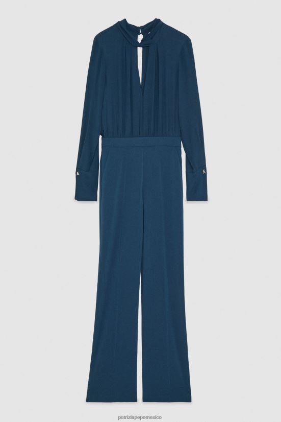 vestir mx Patrizia Pepe mujer mono esencial de crepé azul petróleo 66024R141