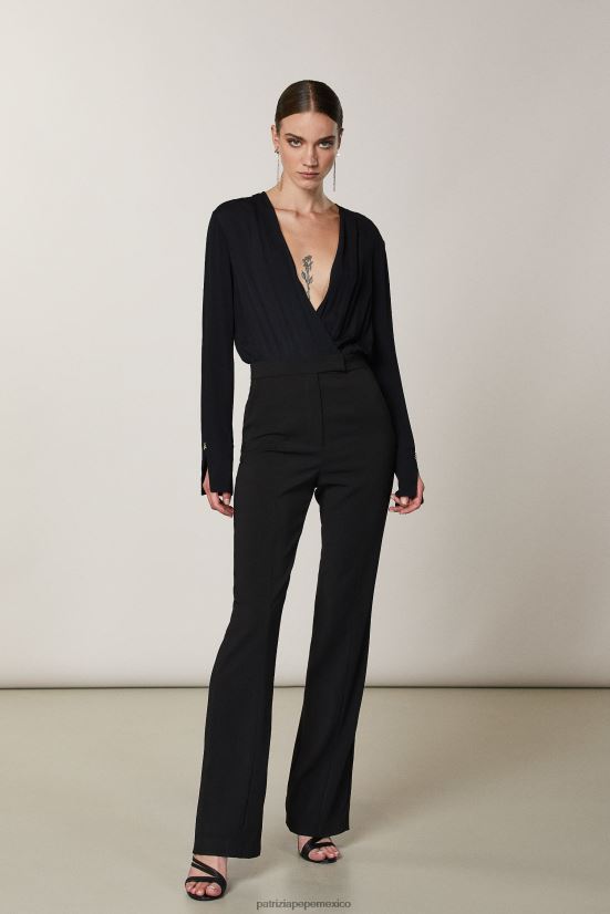 vestir mx Patrizia Pepe mujer mono esencial de manga larga Nerón 66024R397