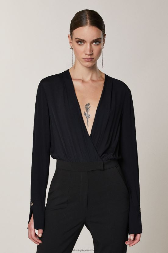 vestir mx Patrizia Pepe mujer mono esencial de manga larga Nerón 66024R397