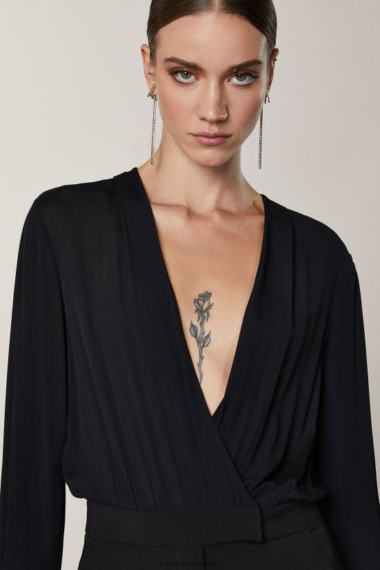 vestir mx Patrizia Pepe mujer mono esencial de manga larga Nerón 66024R397