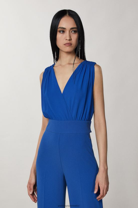 vestir mx Patrizia Pepe mujer mono sin mangas con cuello en V azul glamoroso 66024R687