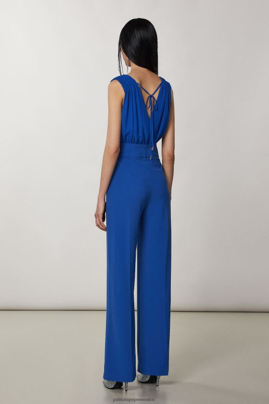 vestir mx Patrizia Pepe mujer mono sin mangas con cuello en V azul glamoroso 66024R687