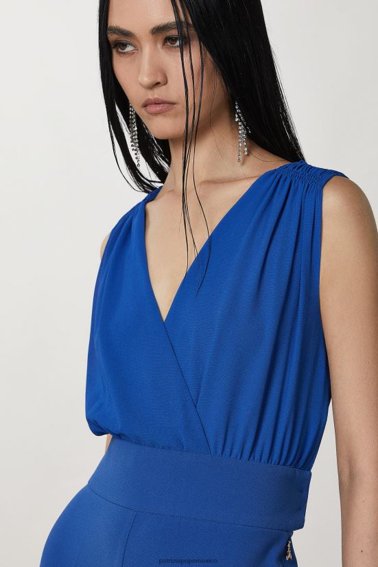 vestir mx Patrizia Pepe mujer mono sin mangas con cuello en V azul glamoroso 66024R687